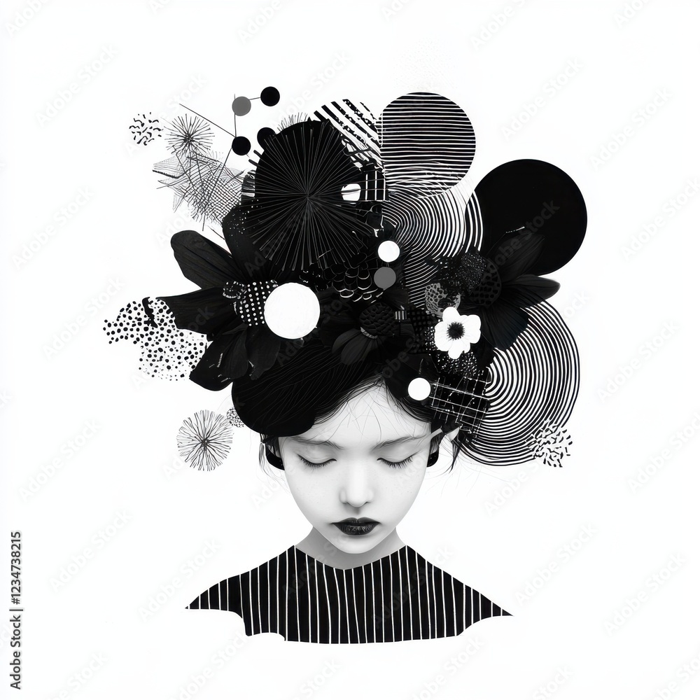 Poster exploring psychological complexity in artistic illustrations studio digital art minimalist environme