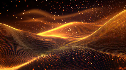 Obraz premium Abstract golden waves with glowing particles creating luxurious feel