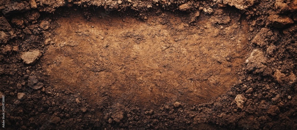 Poster brown textured soil background with copy space for text placement