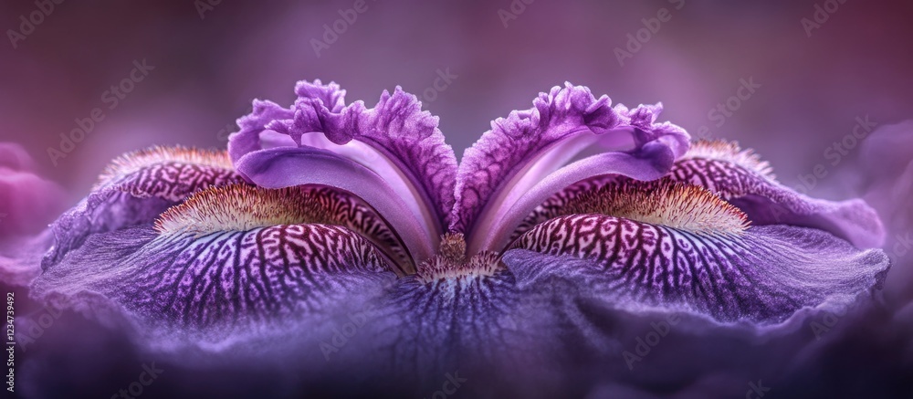 Aufkleber colorful abstract close-up of two symmetrical flower petals with intricate textures and patterns, hi