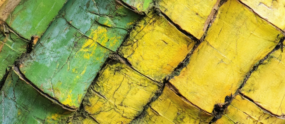 Aufkleber colorful textured bark of a palm tree with detailed layered patterns and natural variations copy spa