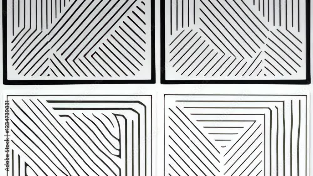 Aufkleber geometric patterns evolve as lines morph and transform across panels