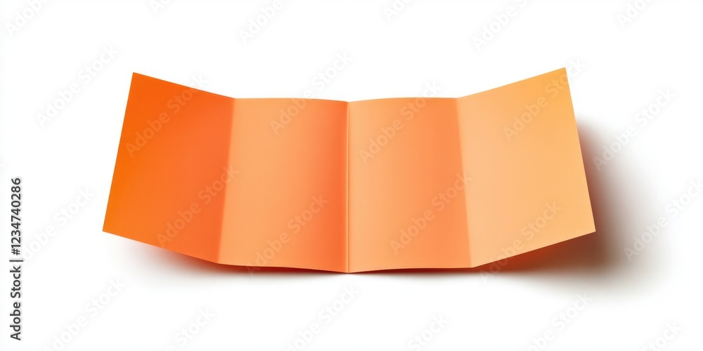 Poster blank orange tri-fold brochure with copy space for design elements and text on a white background.