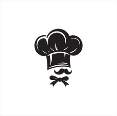 Illustration of a cook with his hat in the shape of a cloud, on black white vector
