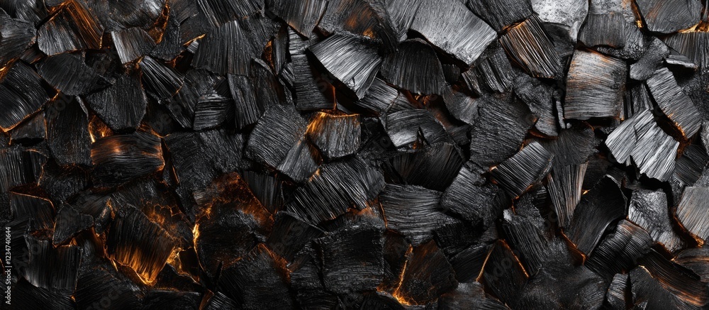 Poster black charcoal texture background with uneven pieces and natural variations; suitable for design pro