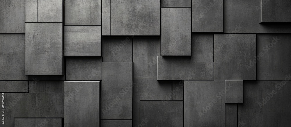Poster textured dark concrete wall panels with geometric shapes and interlocking designs featuring copy spa