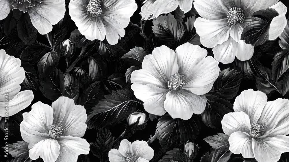 Aufkleber dynamic grayscale bloom transition with vibrant contrast and depth