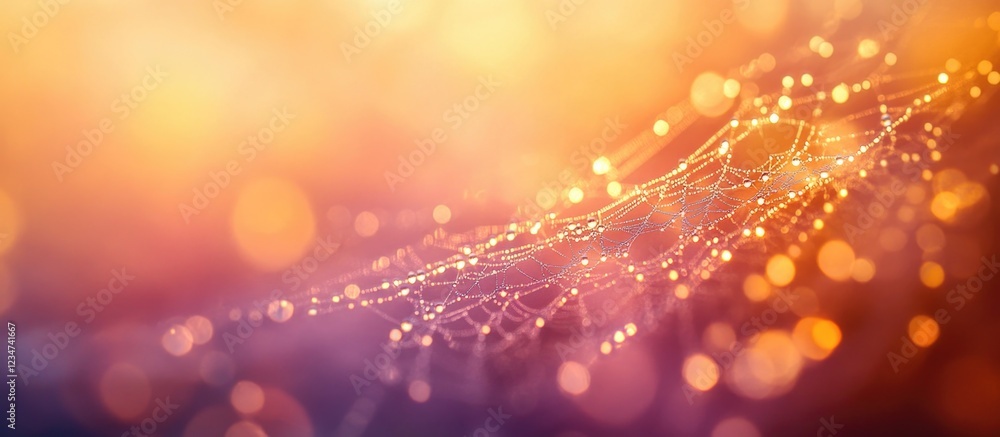 Poster abstract light background with glowing bokeh and particles in warm colors copy space
