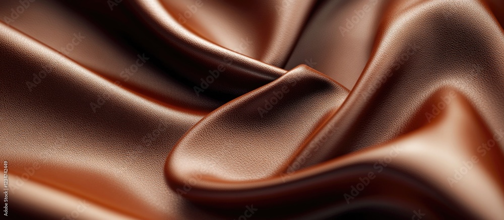 Poster brown satin fabric texture with smooth waves and folds ideal for background use copy space