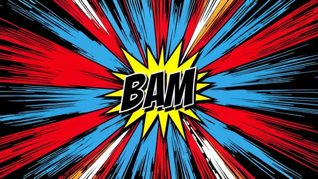 comic book explosion with bam text in vibrant colors, pop art concept