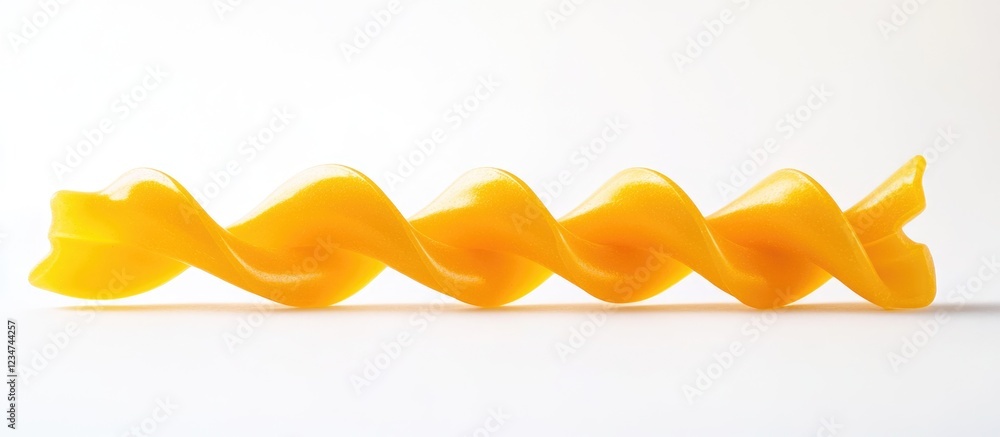 Poster yellow twisting pasta on a white background with copy space for text placement