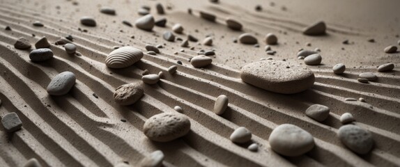 Close up of textured sand with small stones