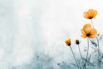 A watercolor painting of a lone flower growing significantly taller than the others in a meadow, with soft blends of green and yellow tones