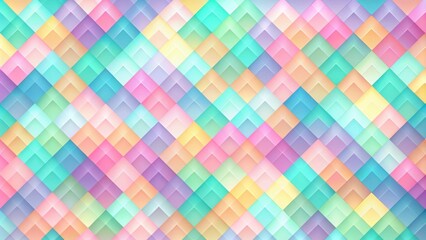 A vibrant and colorful abstract pattern of overlapping, overlapping, diagonal, pastel squares with a subtle gradient effect.