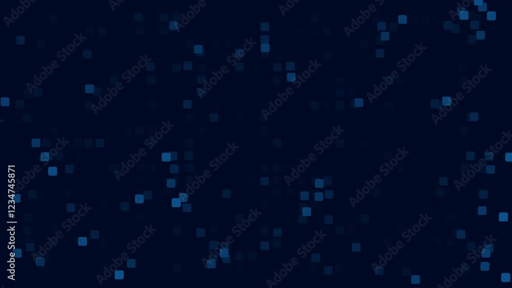 Wall mural abstract blue 3d looped halftone square and rectangles pushing forward digital mosaic background ani