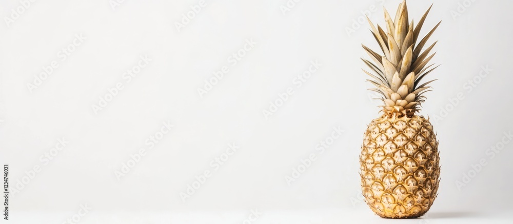 Aufkleber fresh ripe pineapple on a plain white background with ample copy space for text placement