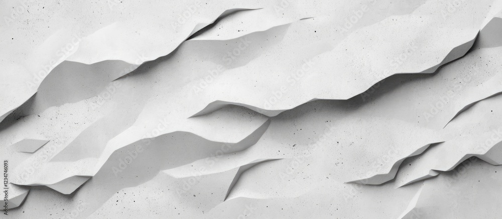 Poster textured white paper background with layered, wavy folds creating depth and shadows copy space