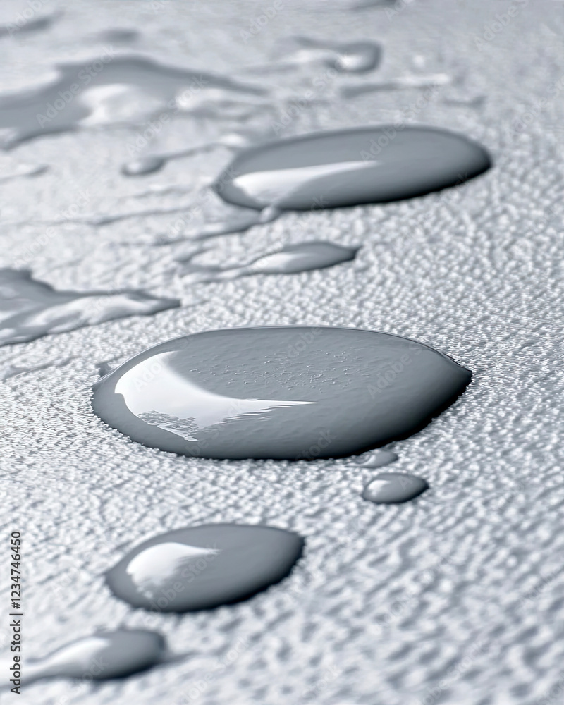 Poster Droplets of Milk Create a Serene Pattern on a Smooth White Surface