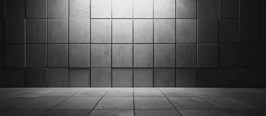 Empty Modern Industrial Room with Gray Concrete Walls and Floor Copy Space