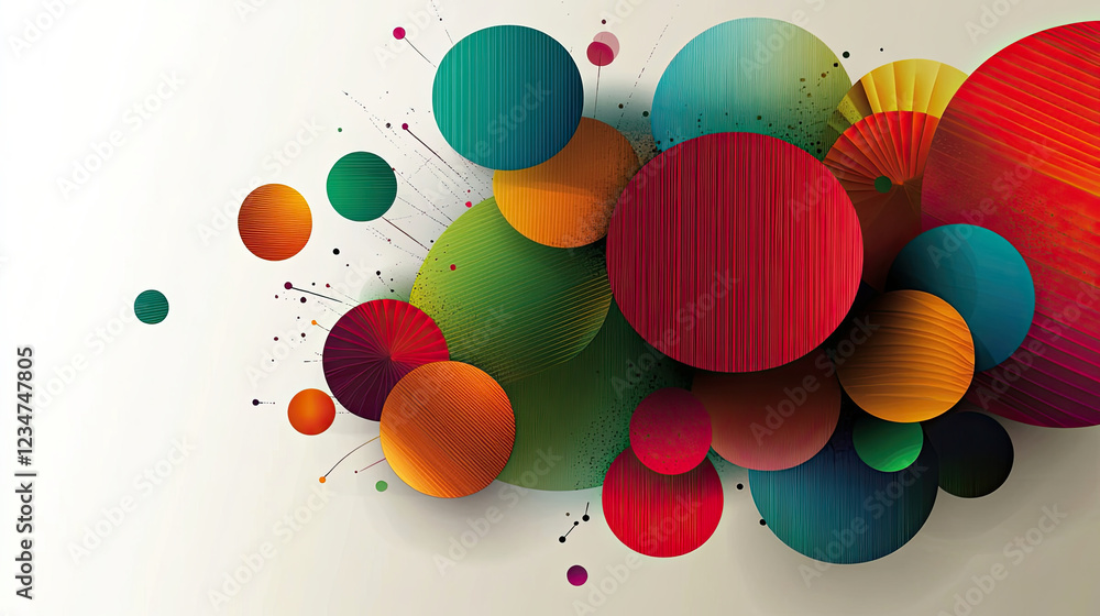 Aufkleber Overlapping Speech Bubbles in Vibrant Colors Create a Dynamic and Engaging Minimalist Design