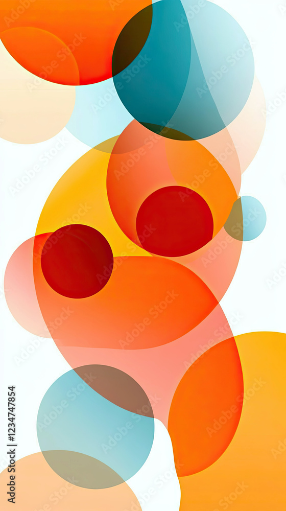 Poster Overlapping Speech Bubbles in Vibrant Colors Create a Minimalist Visual Conversation