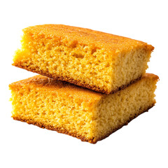 Fototapeta premium PNG Slice of Cornbread Against Transparent Background for Food Photography, Recipe Sharing, or Bakery Branding
