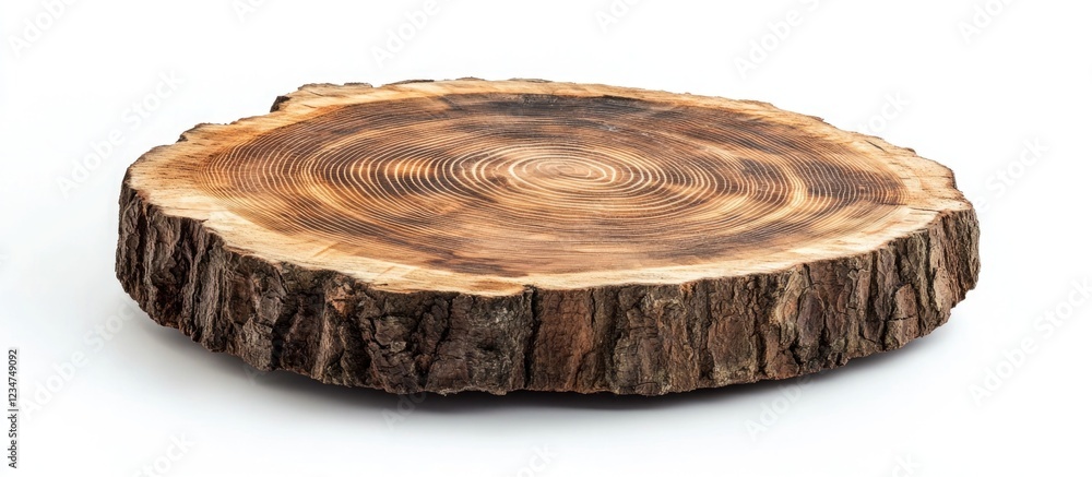 Aufkleber wooden tree stump isolated on white background with visible rings and texture ideal for rustic decor