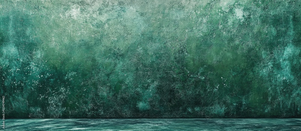 Poster textured green wall background with gradient effect and copy space for design purposes