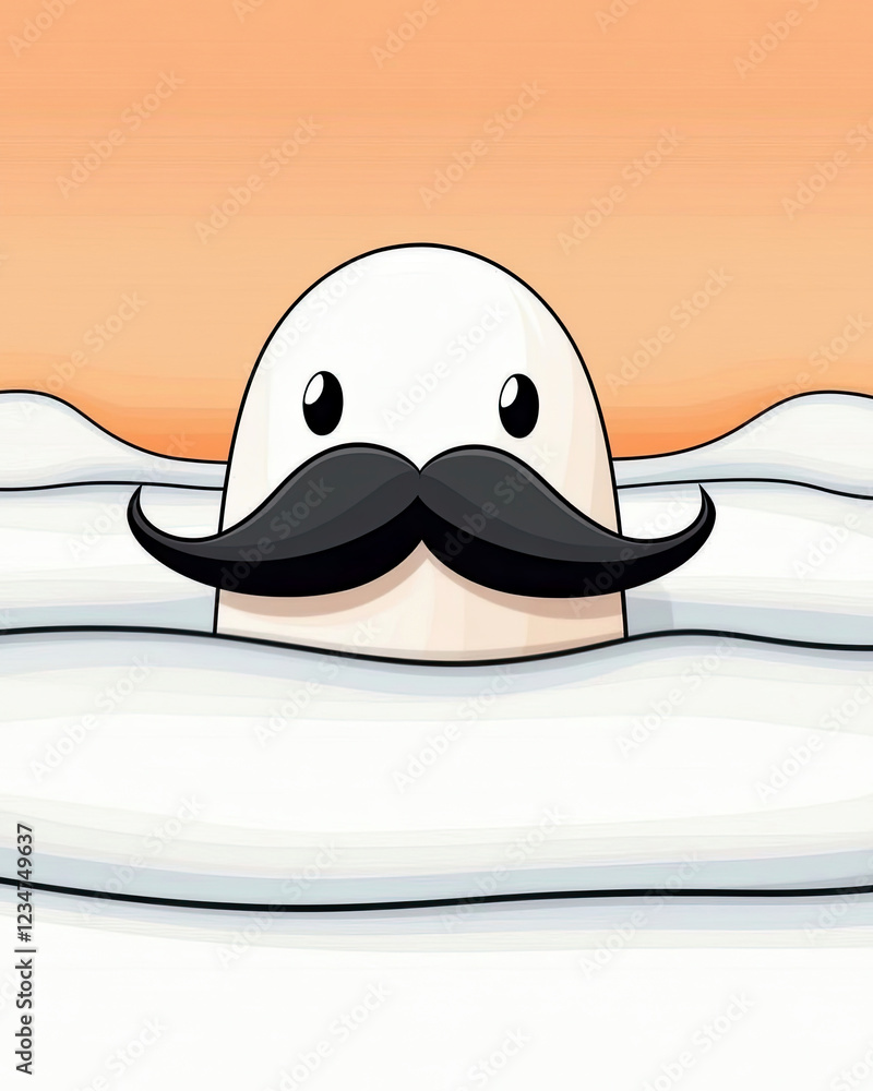 Poster playful minimalist art featuring a whimsical milk mustache on a soft backdrop