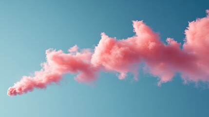Colorful pink smoke cloud against a clear blue sky with ample Copy Space for text insertion