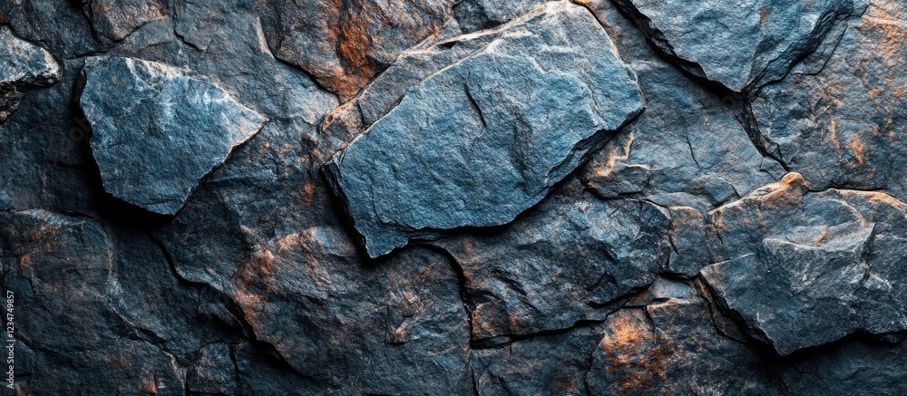 Poster textured background of dark slate stones arranged irregularly with natural variations and copy space