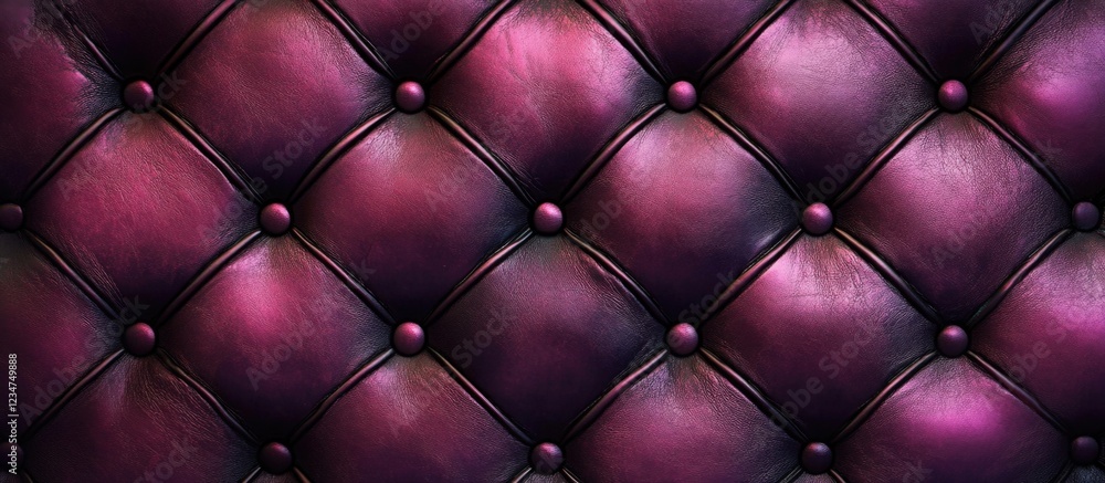 Poster textured leather background with deep purple and black tones in a tufted pattern featuring buttons, 