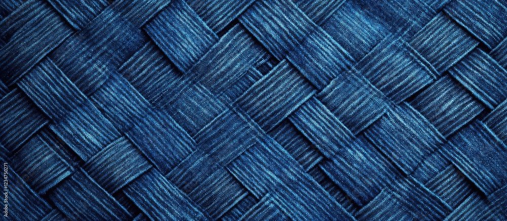 Poster blue woven texture background with intricate basketweave pattern ideal for design projects copy spac