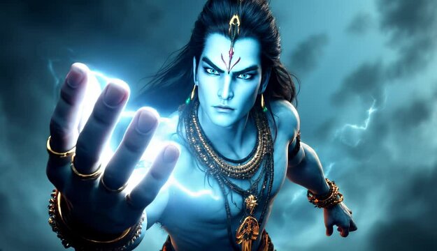 Powerful Lord Shiva Digital Art Fiery God Image