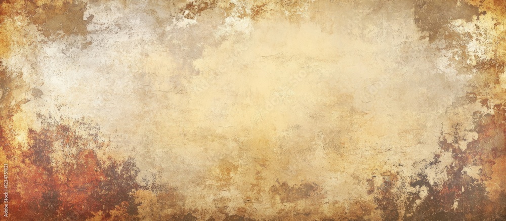 Poster textured vintage background with grunge elements in warm tones and ample copy space for text placeme