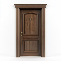 Wooden Door Isolated on White Background