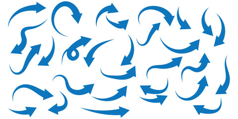 Hand drawn vector arrows doodle set on white background. design element vector illustration.