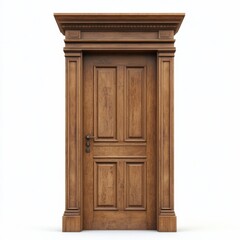 Wooden Door Isolated on White Background