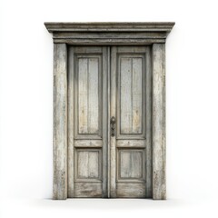 Wooden Door Isolated on White Background