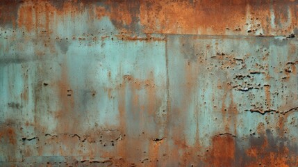 Textured Seamless Oxidized Copper Patina with Corrugated Surface Detailing and Rich Color Variation for Background or Design Use