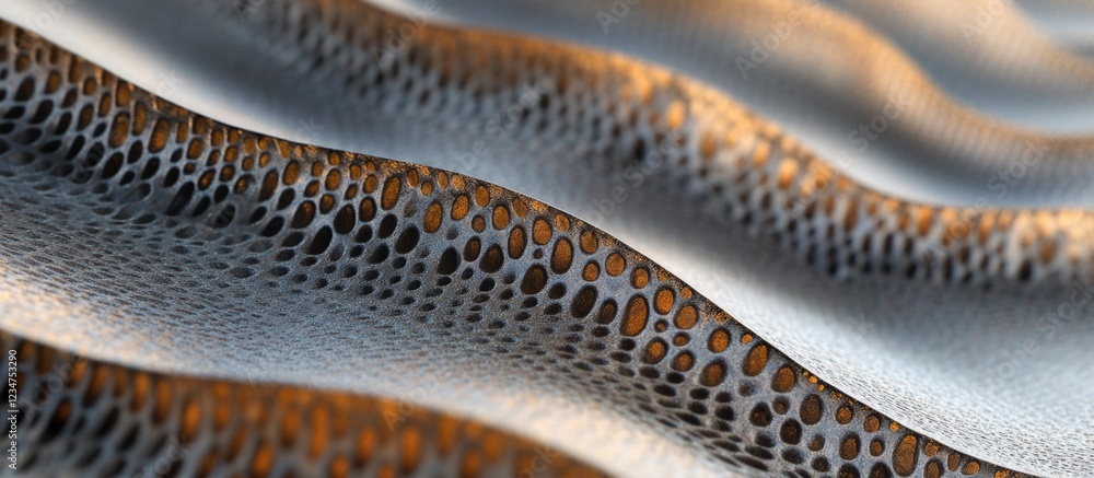 Aufkleber abstract texture of wave-like patterns on leather surface with perforations and play of light showca