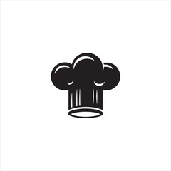 Illustration of a cook with his hat in the shape of a cloud, on black white vector