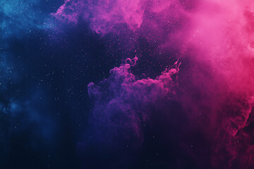 Obraz premium Abstract background with deep space-inspired gradients of purple and blue, speckled with glowing stars with copy space.