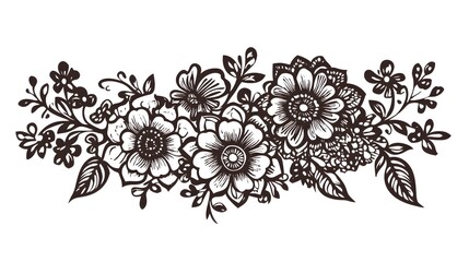 Fototapeta premium Vintage Floral Illustration with Intricate Details and Designs