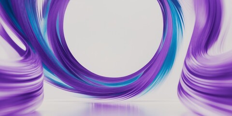 A vivid circular abstract design featuring pulsating rings of purple and blue energy waves.