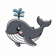 Adorable Cartoon Humpback Whale - Cute Ocean Animal Illustration
