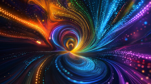 Dynamic dots create enthralling color and movement images in vibrant 3D space.