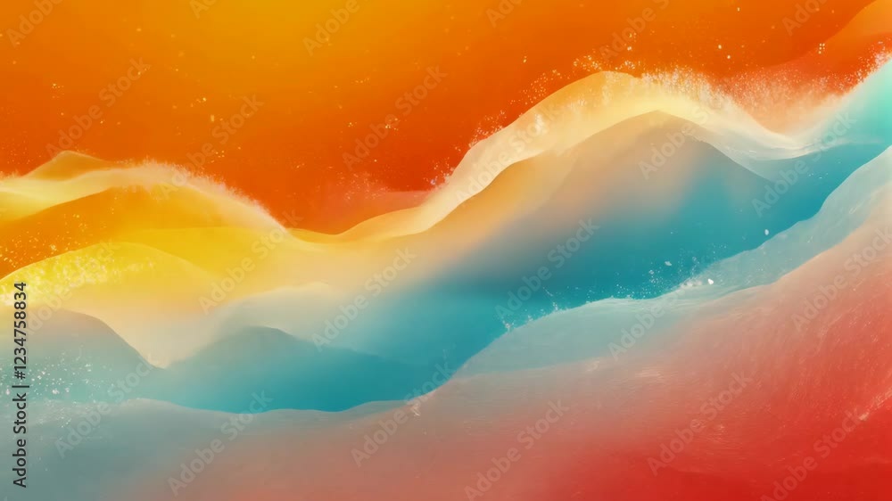 Poster vibrant colorful waves flowing in dynamic abstract motion