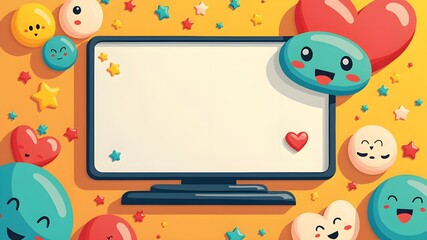 Fototapeta premium Cute cartoon computer wallpaper