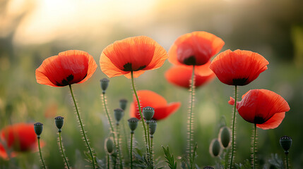 Fototapeta premium Close-up shot of poppies.